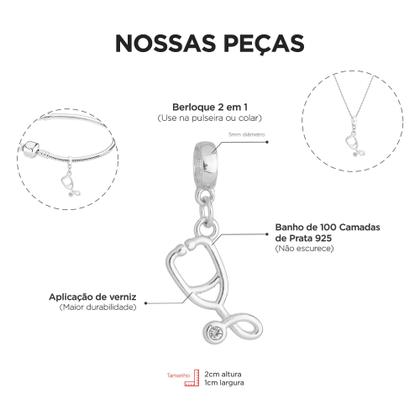 Imagem de Colar Pingente Profissão Enfermagem Banhado a Prata 925