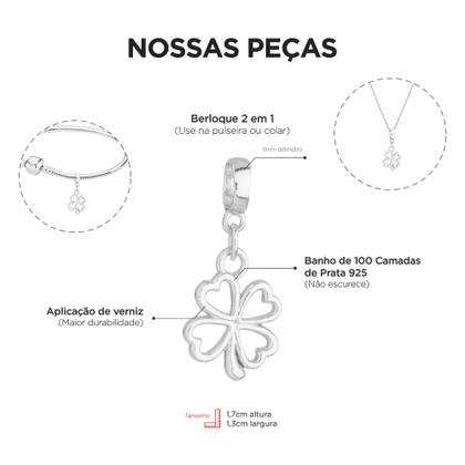 Imagem de Colar Pingente Trevo de 4 Folhas Banhado a Prata 925