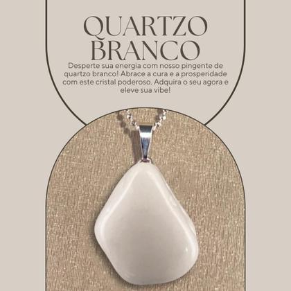 Imagem de Colar Prata 925 Diamantado Quartzo Branco Polido P. Vecchio