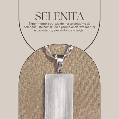 Imagem de Colar Prata 925 Hélice Selenita Retangular - P Vecchio Joias