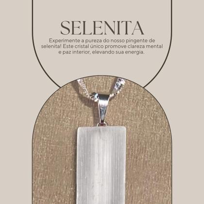 Imagem de Colar Prata 925 Hélice Selenita Retangular - P Vecchio Joias