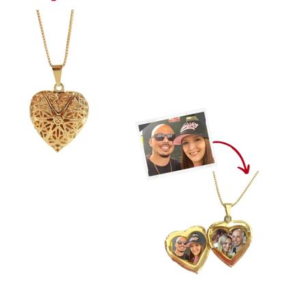 Imagem de Colar relicário com Caixa de veludo e foto colocada Banhado presente personalizado