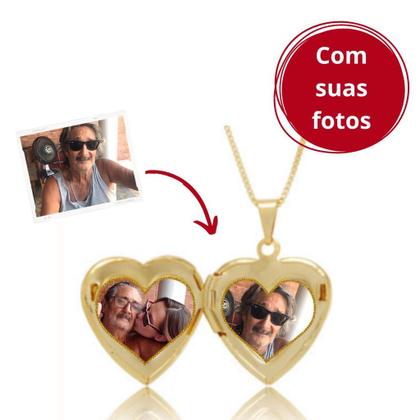 Imagem de Colar relicário com Caixa de veludo e foto colocada Banhado presente personalizado