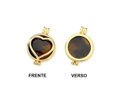 Imagem de Colar relicário coração com 7 pedras naturais dourado