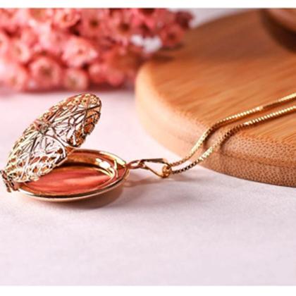 Imagem de Colar  Relicário Vasado  Redondo Porta Foto Folheado a Prata 925 e Ouro18k