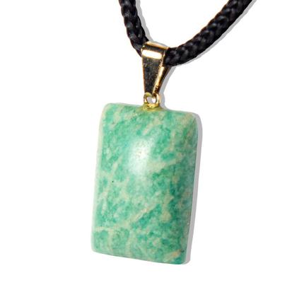 Imagem de Colar Retangular Liso Amzonita Pino Argola Dourado