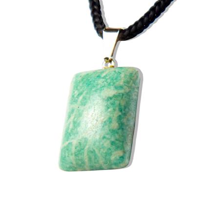 Imagem de Colar Retangular Liso Amzonita Pino Argola Dourado