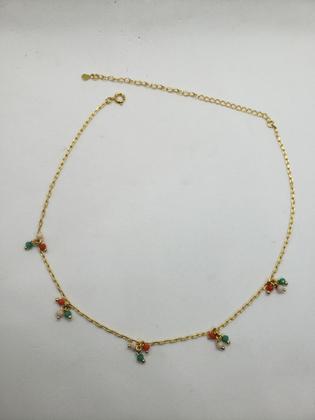 Imagem de Colar shocker com Cachos de Cristais Coloridos Banho em Ouro 18k