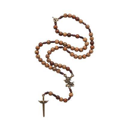 Imagem de Colar Terço Masculino São Miguel Espada Cordão