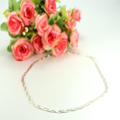 Imagem de Colar Traçado  3 Fios 40 Cm Prata Legitima 925