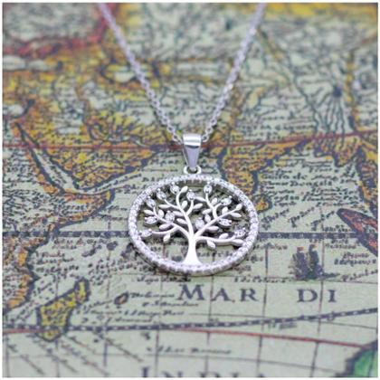 Imagem de Colar Tree of Life com pingente de prata 925, zircões brancos
