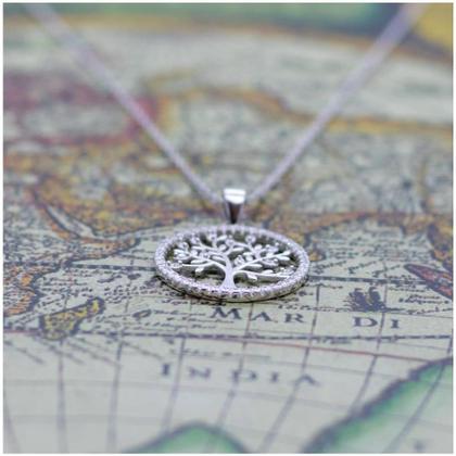Imagem de Colar Tree of Life com pingente de prata 925, zircões brancos