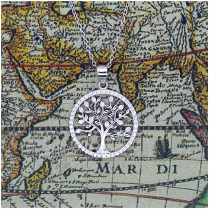 Imagem de Colar Tree of Life com pingente de prata 925, zircões brancos