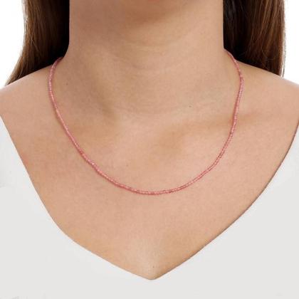 Imagem de Colar turmalina rosa natural 2mm em prata de lei 925 pedra natural