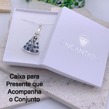 Imagem de Colar Veneziana de prata 925 legitima com Pingente Nossa Senhora Aparecida COM GARANTIA com pedras cravejadas