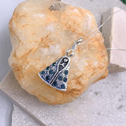 Imagem de Colar Veneziana de prata 925 legitima com Pingente Nossa Senhora Aparecida COM GARANTIA com pedras cravejadas