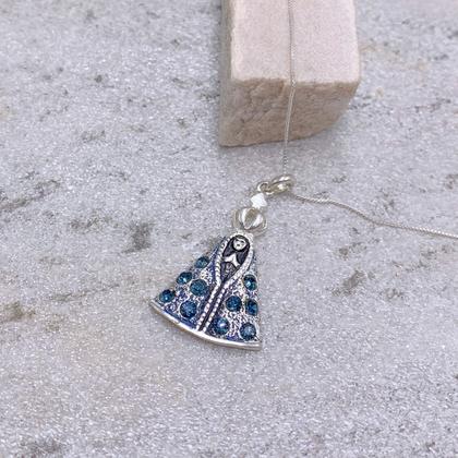 Imagem de Colar Veneziana de prata 925 legitima com Pingente Nossa Senhora Aparecida COM GARANTIA com pedras cravejadas