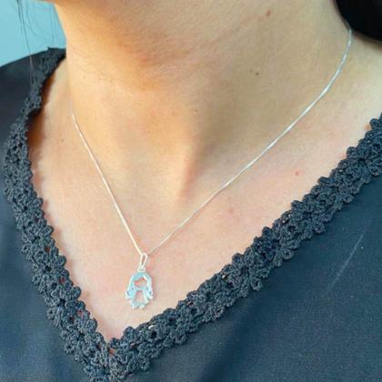 Imagem de Colar Venezina 45cm Ping. Menina Prata Legitima 925