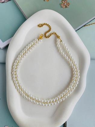 Imagem de Colares choker colar de pérolas duplo banhado ouro e prata