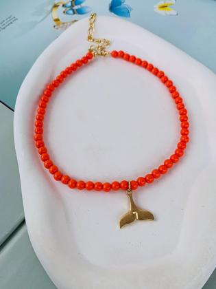 Imagem de Colares choker de miçangas coloridas tendência Praia Verão com pingente calda de sereia