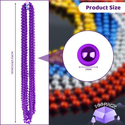 Imagem de Colares de miçangas SHAOQINLIN Mardi Gras roxos 144 unidades 83 cm