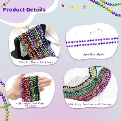 Imagem de Colares de miçangas SHAOQINLIN Mardi Gras roxos 144 unidades 83 cm