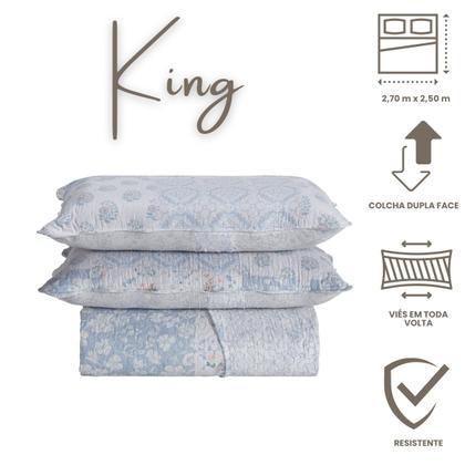 Imagem de Colcha Bouti King Dupla Face Estampada com Porta Travesseiro 3 Peças Carpicorno
