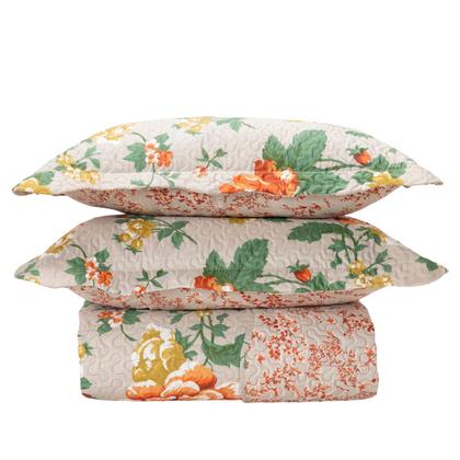 Imagem de Colcha Bouti King Dupla Face Estampada com Porta Travesseiro 3 Peças Peonia