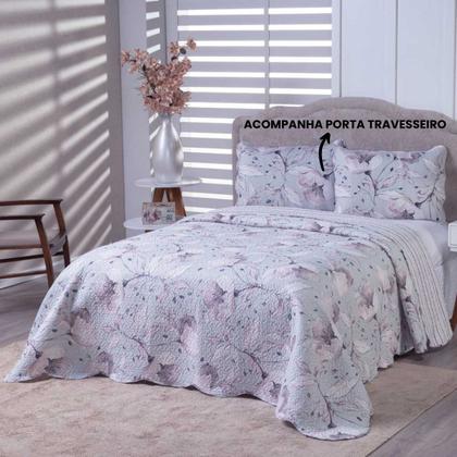 Imagem de Colcha Bouti King Dupla Face Estampada com Porta Travesseiro 3 Peças