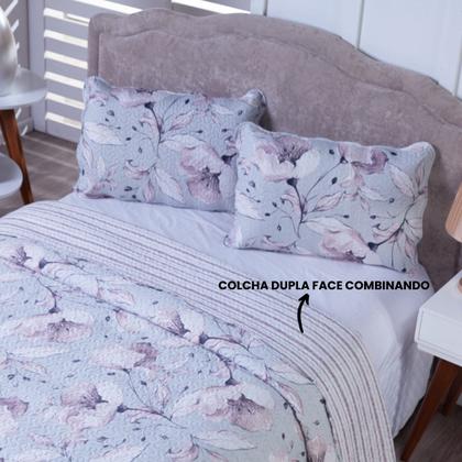 Imagem de Colcha Bouti King Dupla Face Estampada com Porta Travesseiro 3 Peças