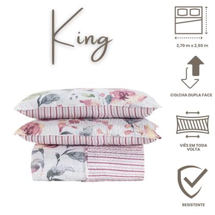 Imagem de Colcha Bouti King Dupla Face Estampada com Porta Travesseiro 3 Peças