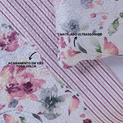 Imagem de Colcha Bouti King Dupla Face Estampada com Porta Travesseiro 3 Peças