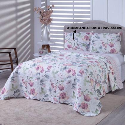 Imagem de Colcha Bouti King Dupla Face Estampada com Porta Travesseiro 3 Peças