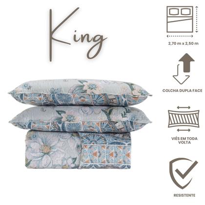 Imagem de Colcha Bouti King Dupla Face Estampada com Porta Travesseiro 3 Peças