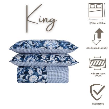 Imagem de Colcha Bouti King Dupla Face Estampada com Porta Travesseiro 3 Peças