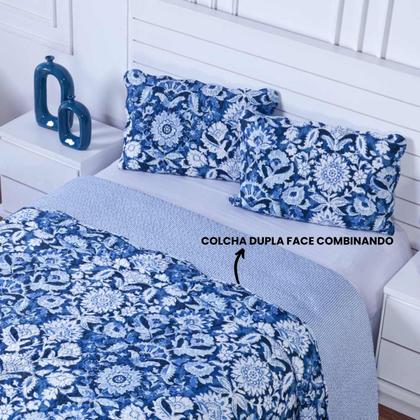 Imagem de Colcha Bouti King Dupla Face Estampada com Porta Travesseiro 3 Peças