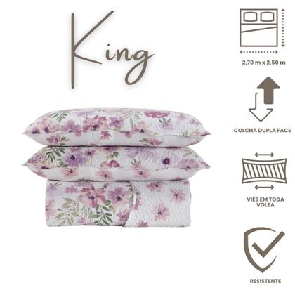 Imagem de Colcha Bouti King Dupla Face Estampada com Porta Travesseiro 3 Peças Vergine