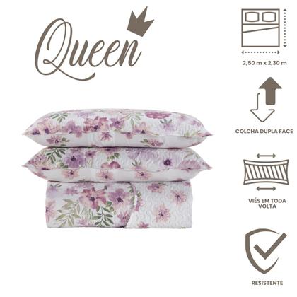 Imagem de Colcha Bouti Queen Dupla Face Estampada com Porta Travesseiro 3 Peças Vergine