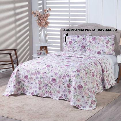 Imagem de Colcha Bouti Queen Dupla Face Estampada com Porta Travesseiro 3 Peças Vergine