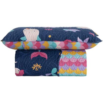 Imagem de Colcha Bouti Solteiro Dupla Face Estampada Infantil com Porta Travesseiro 2 Peças Incanto