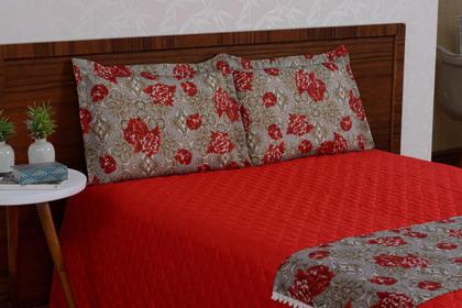 Imagem de Colcha Cama Casal Queen Com Xale Estampado Flores 5 Peças