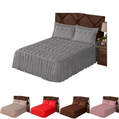 Imagem de Colcha Casal 03 Peças com Bordado Toque Macio Design Charmoso para seu Quarto