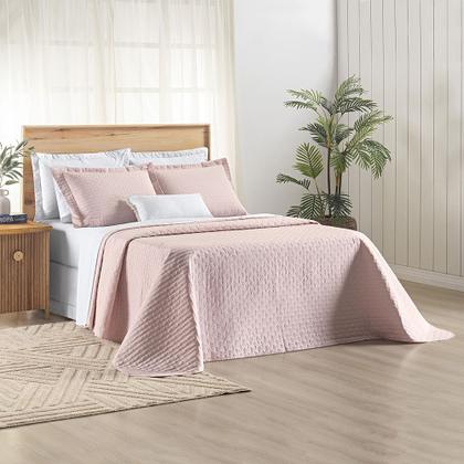 Imagem de Colcha casal 3pç bordado mantelado algodão 200 fios