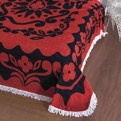Imagem de Colcha Casal Chenille Jolitex Flórida Verm./Preto 2,20m