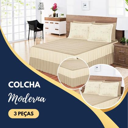 Imagem de Colcha Casal King Matelada 03 Pçs Avela Em Microfibra Sofisticada P/ Seu  Quarto