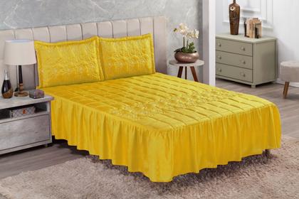 Imagem de Colcha Casal Padrão Diva Bordada 3 peças Diversas Cores