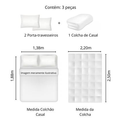 Imagem de Colcha Casal Piquet Dohler 03 Peças Estampada 2,20x2,50m