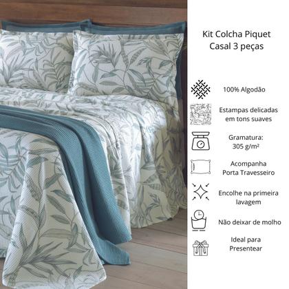 Imagem de Colcha Casal Piquet Dohler 03 Peças Estampada 2,20x2,50m
