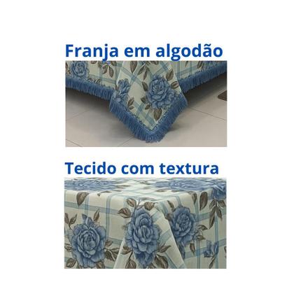 Imagem de Colcha Casal porta travesseiro linhão franja estampa floral