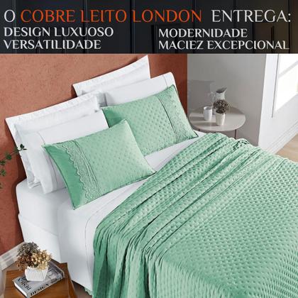 Imagem de Colcha Casal Queen Size London 200 Fios Bordado Inglês Super Elegante NOBLESS